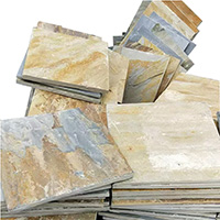 china-quarried rusty slate stone with golden-blue oxidation patterns